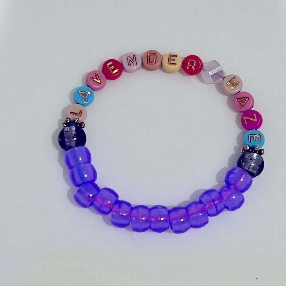 Kandi Swiftie friendship bracelet glow in the dark, stretch festival rave OOAK